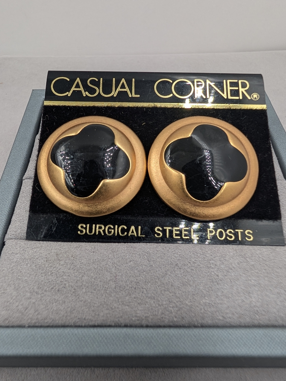 Casual Corner Gold-Tone and Black Cuff Links